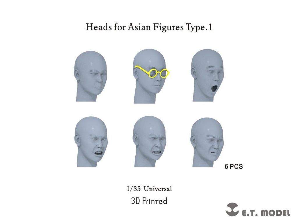 ET Model Asian Figure Headset Type 1 Plastic Model Parts 1/35 General-Purpose (6-Piece Set) P35-339 (Person)