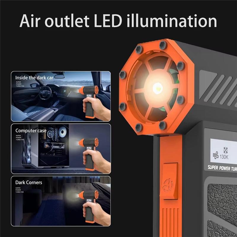 

130000RPM Mini Turbo Jet Fan Air Blower Fan With Led Display&Light 4 Gear Wind Speed Dust Cleaner Vacuum For Home Cars