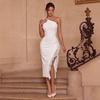 Neues europäisches und amerikanisches Stil weißes Spitzenkleid Temperament elegant Luftschicht Abendkleid für Dinnerparty grenzüberschreitend