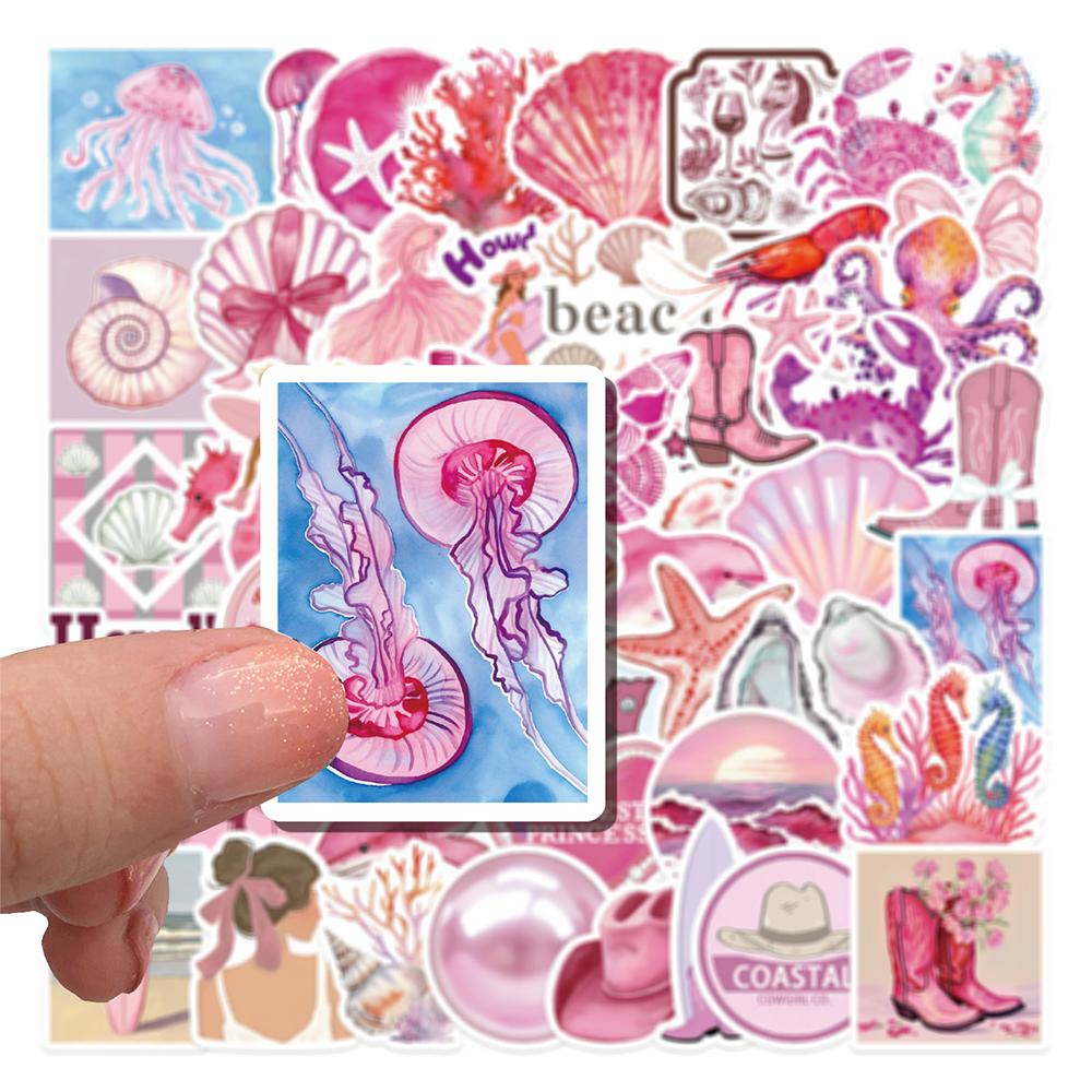 10/30/50pcs Pink Dreamy Coast Girlish Heart Stickers Waterproof DIY Diary Scrapbooking Luggage Kawaii Sticker Toys Gifts