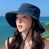 Simple and Fashionable Washed Old Western Denim Fisherman Hat Children Spring and Summer Sunshade Sunscreen Mountaineering Hat Flip Edge