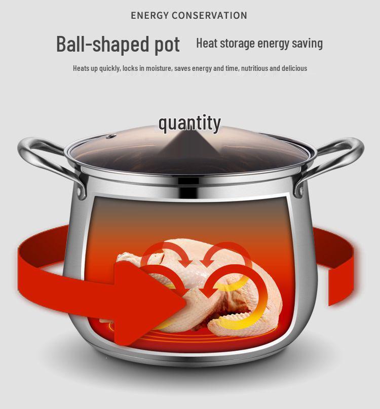 Thickened Stainless Steel Stockpot - Large Capacity for Braising, Boiling, and Steaming On Induction Cookers and Gas Stoves