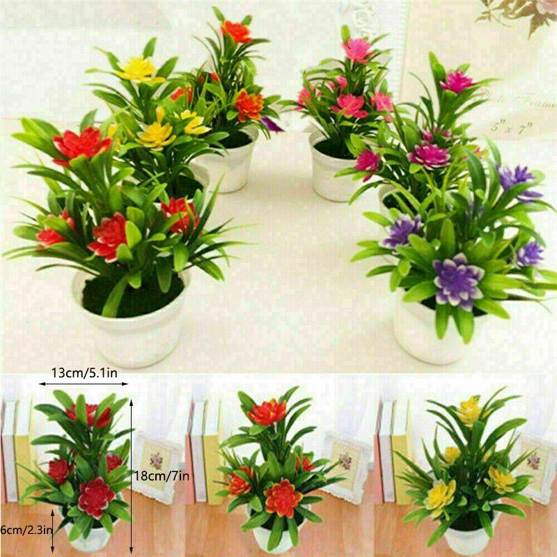 Flower Fake Outdoor False Plants Flowers Artificial Garden Home Decor Pot With