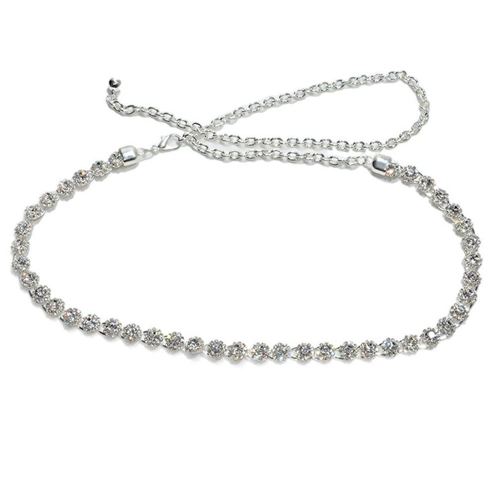 Jeans Decorative Luxury Thin Waistband Rhinestone Waist Band Metal Chain Belt Slimming Cummerbands