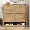 Modern Shoe Rack in Wood Look, 4-Door Shoe Cabinet, Space-Saving Shoe Cabinet for Entrance Areas, Hallways, or Corridors, Sturdy and