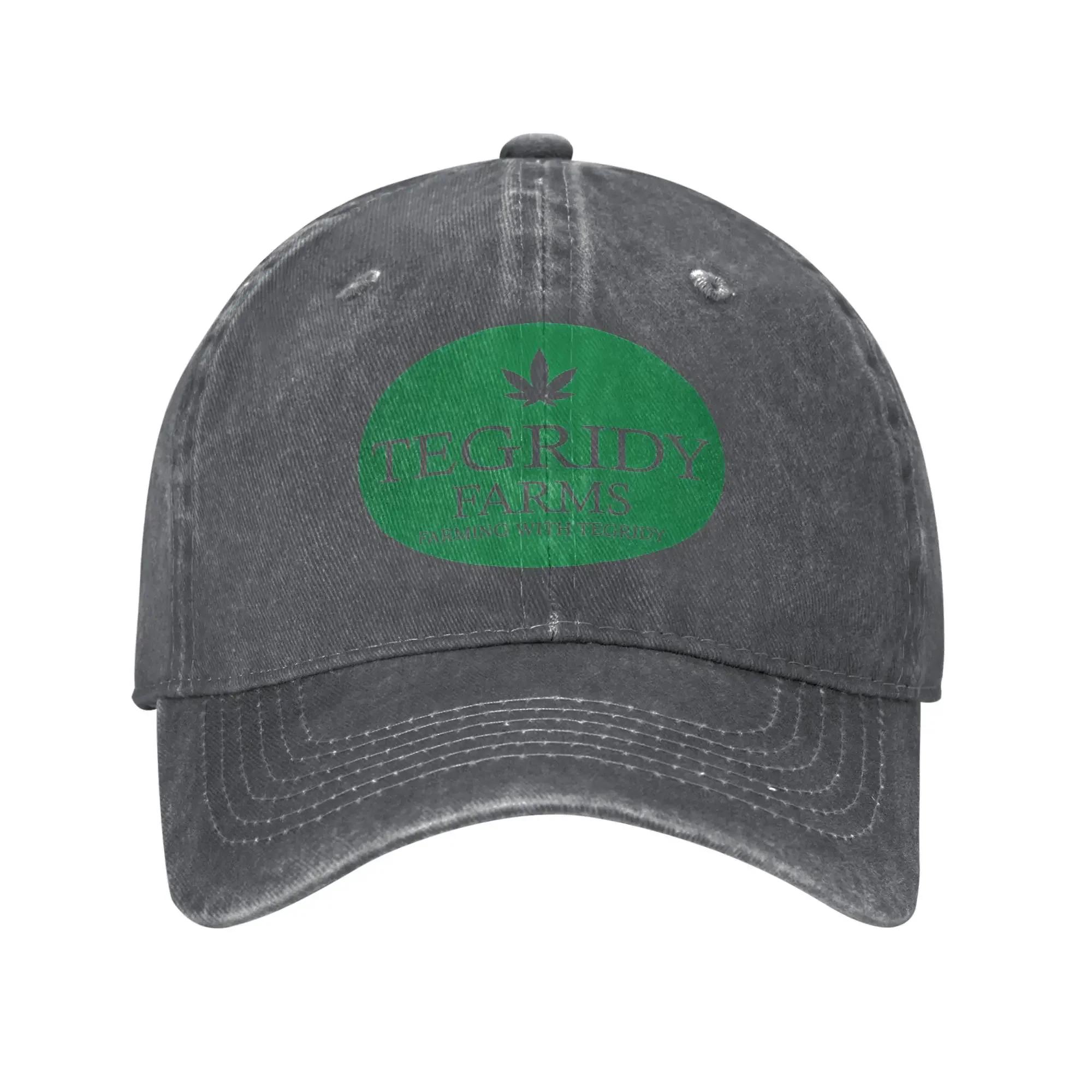 Vintage Tegridy Farms Logo Farming Baseball Caps Unisex Distressed Denim Sun Cap Randy Cartoon Outdoor Unstructured Soft Hats Adjustable