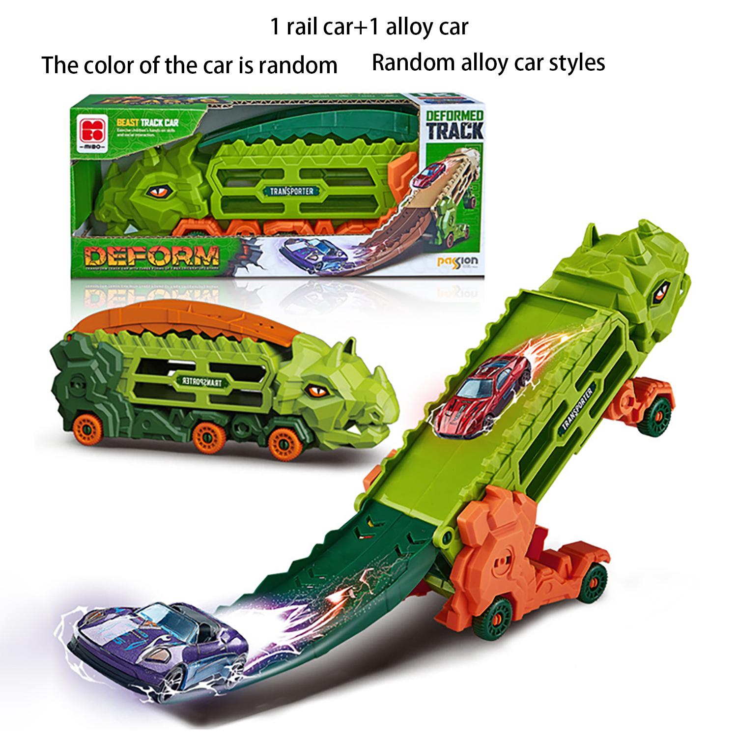 Transforming Dinosaur Toy Car, Rail Car, Folding Storage Car, Catapult Sliding Car