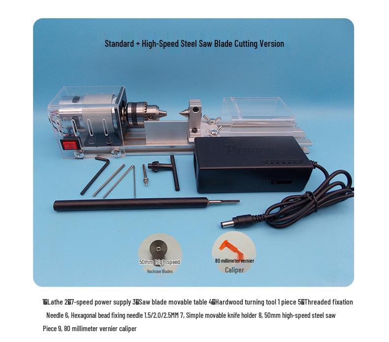 Mini DIY Buddhist Beads Woodworking Lathe: Grinding, Polishing, Cutting Machine