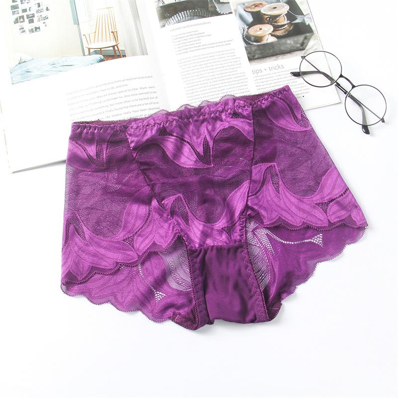 14 Color Women Ultra-thin Lace Panties Mid Waist Breathable Sexy Lingerie Europe Plus Size Briefs Abdomen Hip Lift Knickers
