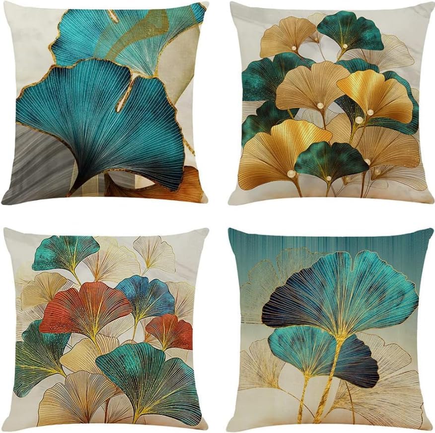 4pcs Black Cats Floral Scenic Scenes Cushion Cover Home Decor Pattern Pillow Cases for Sofa Bedroom Car