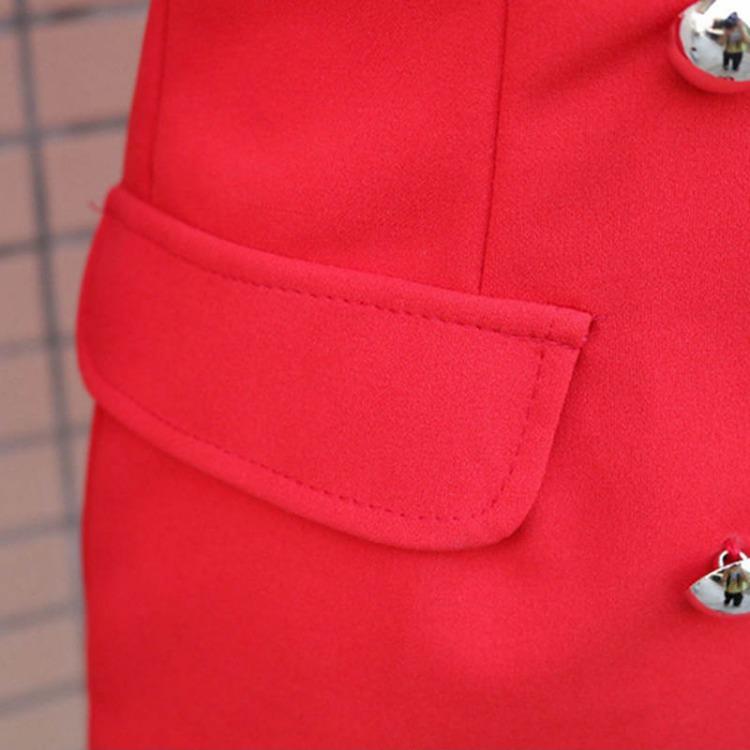 Ladies Slim A-Line Business Suit Dress Long Sleeve V Neck Button Solid Office Mini Hip Short Dress