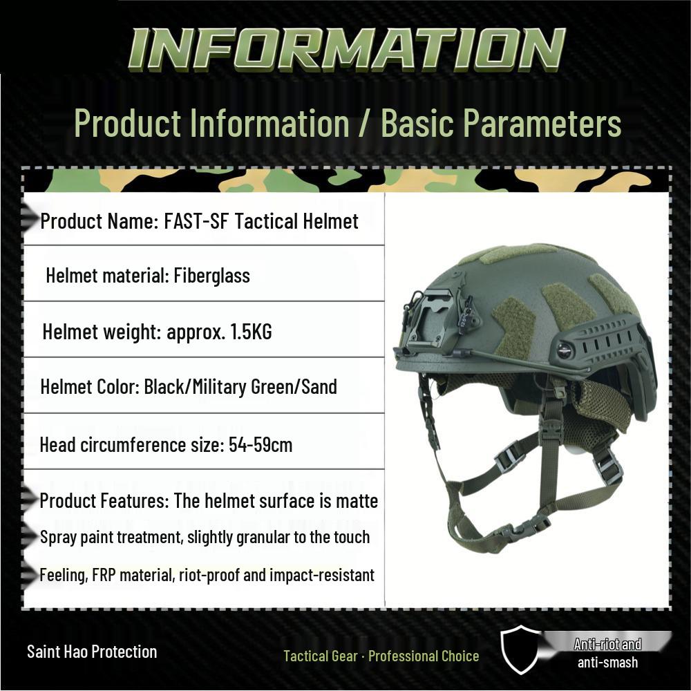 Wendy Fast High-Cut SF Fiberglass Helmet with Velcro, 1.5 kg - Dried Squid Safety Protection & Suspension.