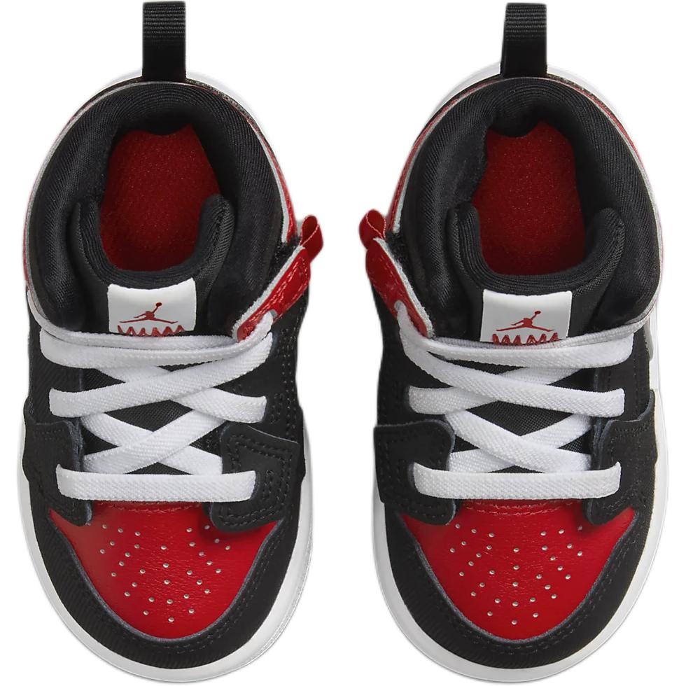 Air Jordan 1 Mid RM EasyOn TD Bred Dětské tenisky Černá Bílá Univerzitní červená FQ1283-006