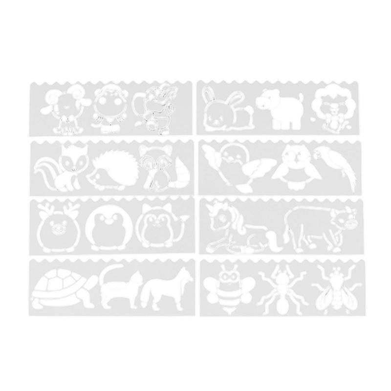 

8Pieces Animal Airplanes Stencil Set Durability PET Templates For Childrens Painting Craft DIY Coloring Activities