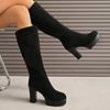 Chunky Platform Black Boots Woman Knee High Plus Size 42 High Heels Bottes Femmes Long Boots Women's Autumn Winter Botas Mujer