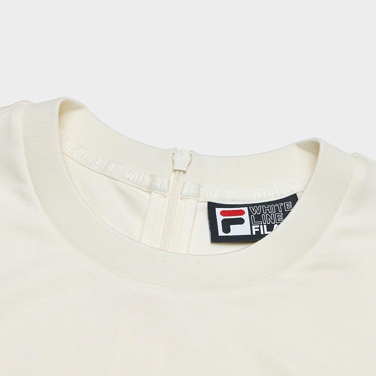 Fila Solid Color Comfortable Fashion Casual Waist-Defining Short Sleeve Dress Women Dresses Light-Green F51W439301F-IV
