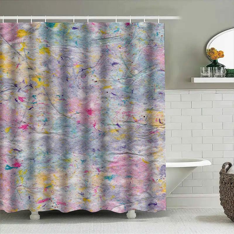 Modern Bathroom Decor Shower Curtain Waterproof Printed Flower Pattern Home Decoration Multicolor 72x78 (183x200cm)