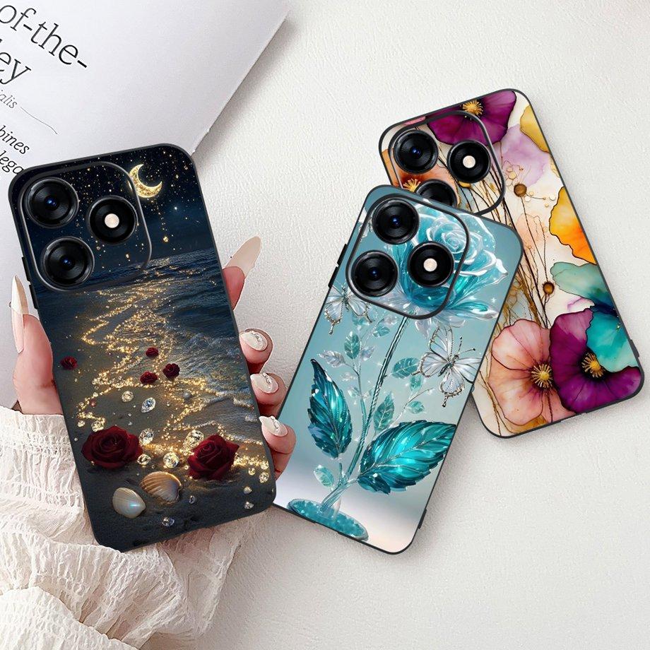 Luxury Matte Silicone Soft Case For Tecno Spark 10c 10 Pro Spark10 4G 5G KI5k KI5q KI7 KI8 Capa Flower Loving Heart Bowknot Etui