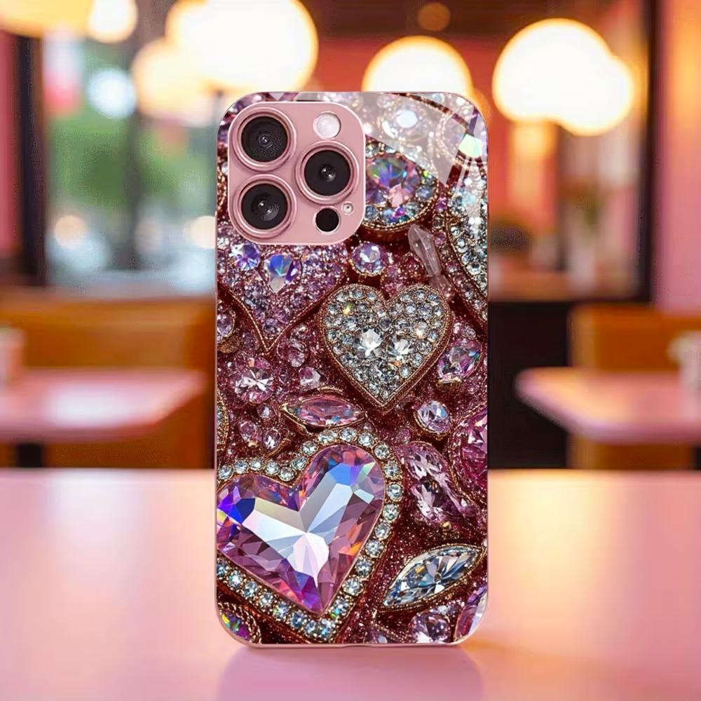 Diamond Love Madam Protect PhoneCase Glass PhoneCase for iPhone 17 16 15 14 13 12 11pm Pro Plus Dropresistant cellphone Female