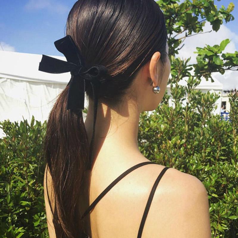 Lystrfac Velvet Bow Long Ribbon Hair Ring Hair Rope Headdress Sweet Girls Hairclip for Women Hairpin Hairgrips Hair Accessories