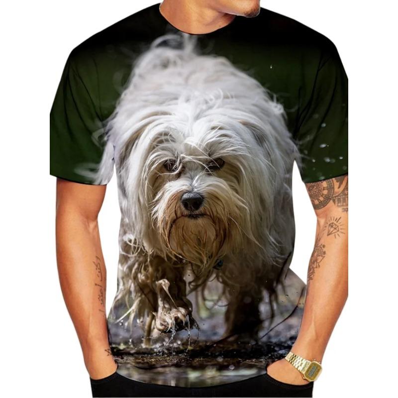 Mode Hund 3D-Druck T-Shirt Sommer Outdoor Herren Kurzarm T-Shirt Trend Herren T-Shirt Rundhals Top Übergroße Herrenbekleidung