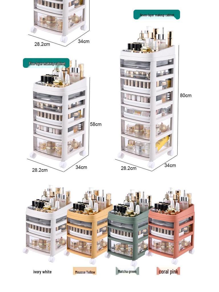 Akrylowa szafka do przechowywania makijażu z szufladami i ruchomymi półkami