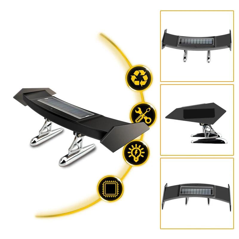 Mini Solar Car Rear Spoiler Tail Light Universal 12V LED Flashing Warning Waterproof Wing with Smart Sensor Modified Accessories