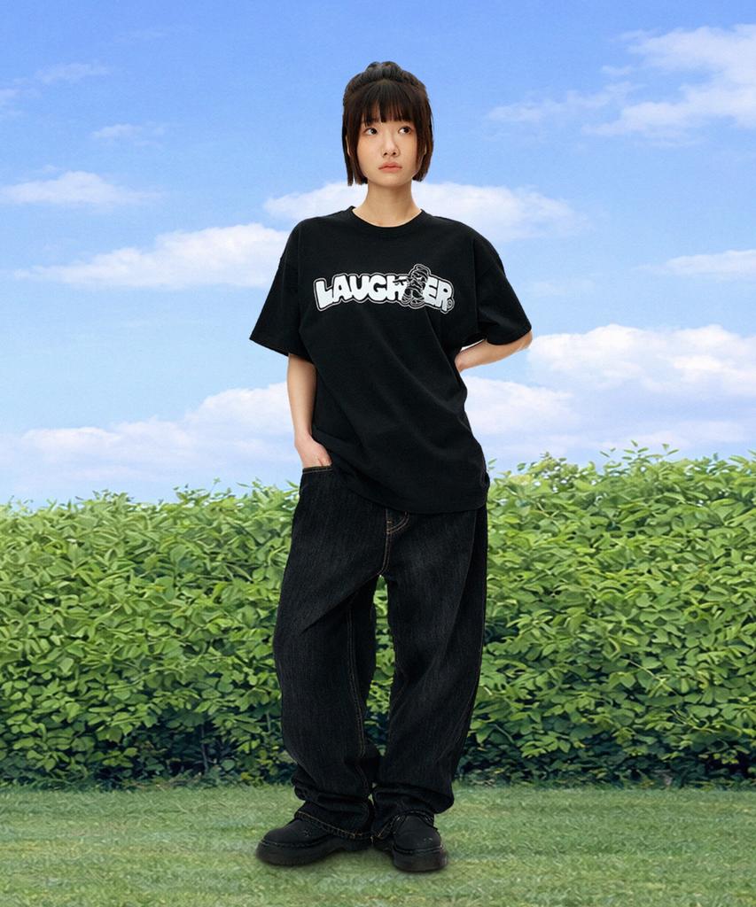 LAUGHER [2Pack] Signature Logo T-Shirt - Black & White