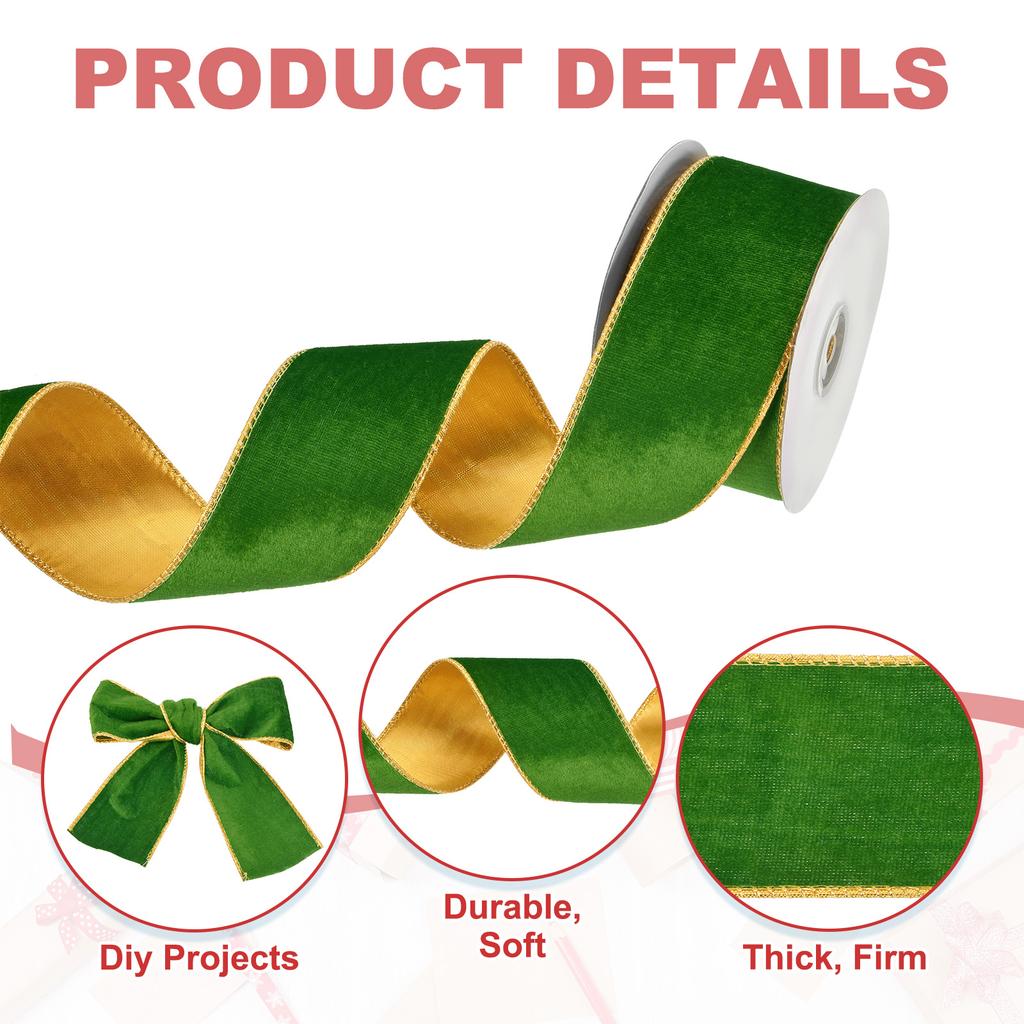 Velvet Ribbons Gift Wrapping Ribbon Christmas Ribbon for Craft Birthday Wedding Festival Holiday Decoration 10 Yards X 2.5"