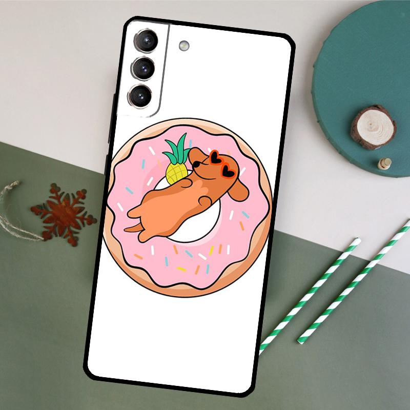 Cute Dachshund Dog Case For Samsung Galaxy S23 S22 S21 Ultra S20 FE S10 S9 Note 10 Plus Note 20 Ultra Cover