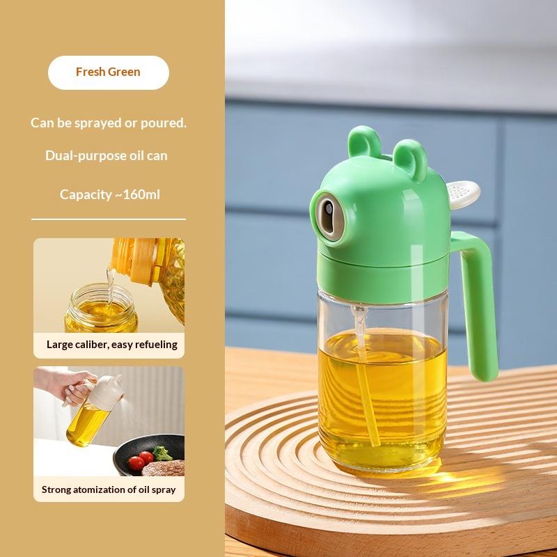 1Pcs Kitchen Spray Oil Condiment Oil Can Atomizing Spray Oil Bottle Household Glass Cute Cartoon Spray Oil Bottle