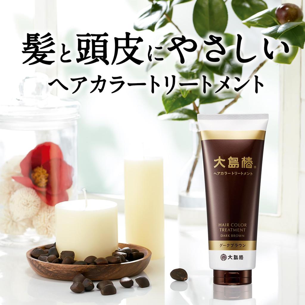 Oshima Tsubaki Hair Color Treatment, Dark Brown, with Camellia Oil, for Gray Hair, Fragrance-Free, Unisex, Paraben-Free, Diamine-Free, 180g