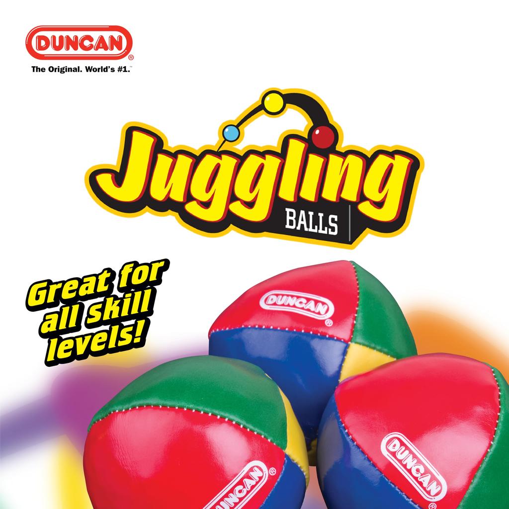 Duncan Juggling Balls of Vinyl Circus Balls with 4 Panel Plastic Beans - [Pack 3] Multicolor, Shells, Design,