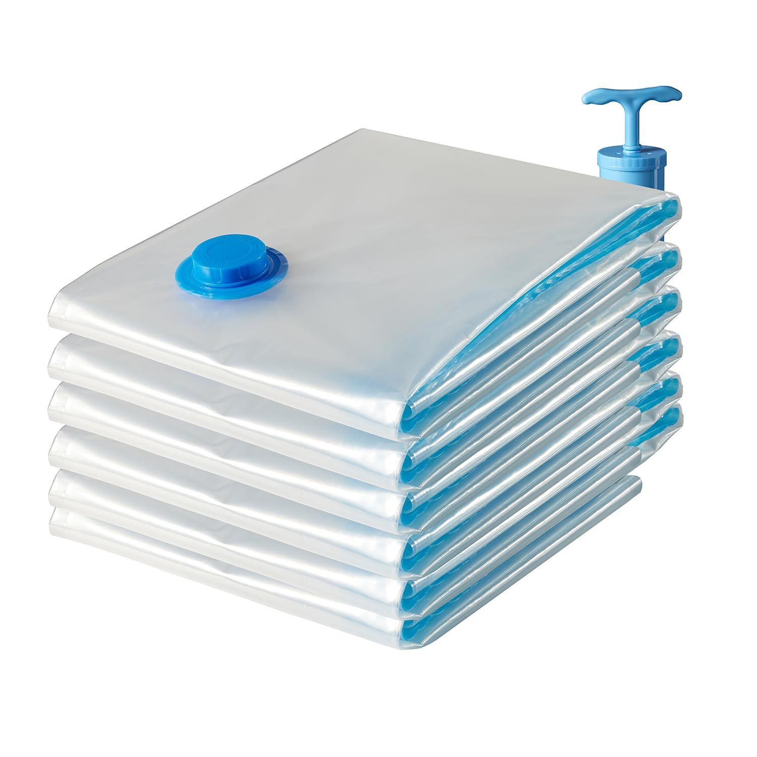 

Вакуумные пакеты для хранения для путешествий | Экономия места | Герметичные многоразовые пакеты с зиплоком и ручным насосом | Компрессионный пакет для хранения | Упаковка из 6 штук (гигантский)