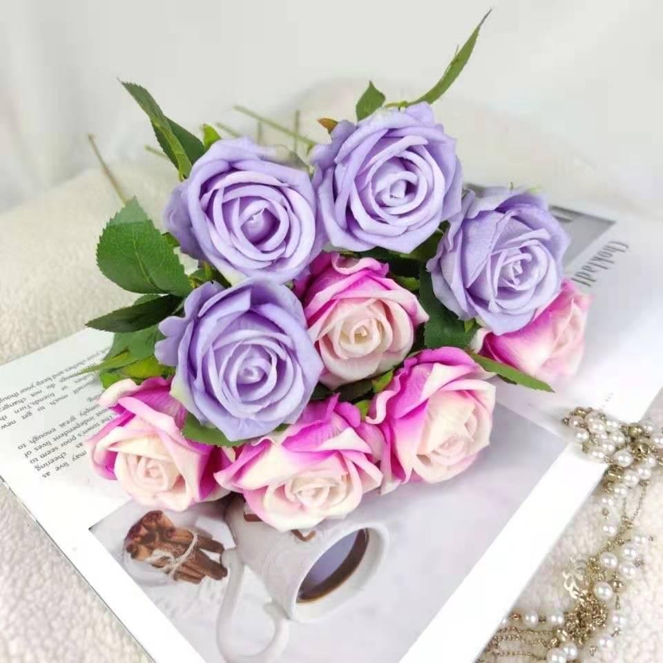 Flannelette Single Rose Gift Home Decoration Imitation Flower Fake RoseSilk Single Roses