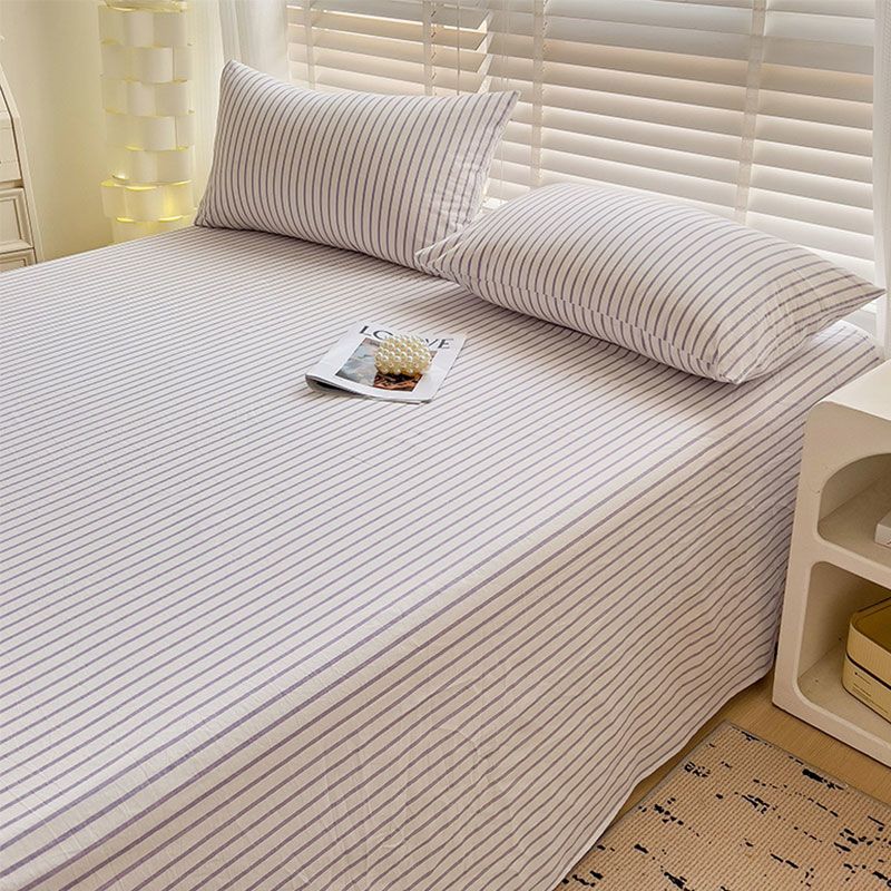 Ins Striped & Plaid Bed Sheet, Minimalist Bedding for Single Double Student Dorm and Home Use