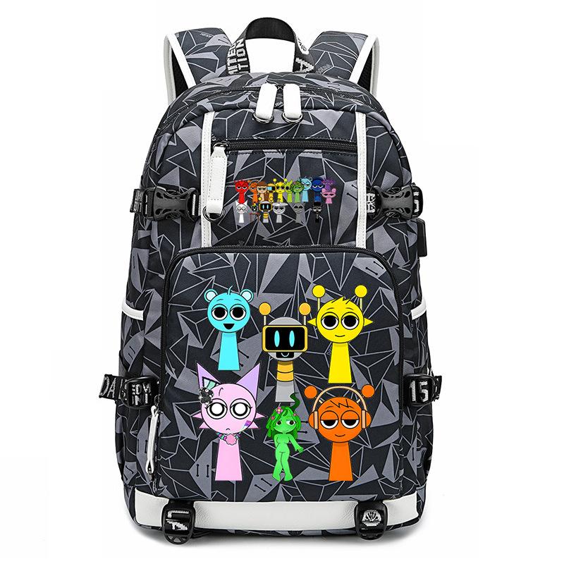 Sprunki Music Box Game School Bag Cute Cartoon Printing Trend College Style Large Capacity Backpack