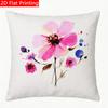 2D Flat - 1pc 2D Flat Throw Pillow Cover with Vibrant Pink Floral Watercolor Splash Pattern Print Pol