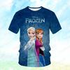 Camiseta Estampada 3D com Gola Redonda Masculina Disney Frozen Princesa Elsa Desenho Animado Filme Feminino Infantil Streetwear Moda Camiseta Top