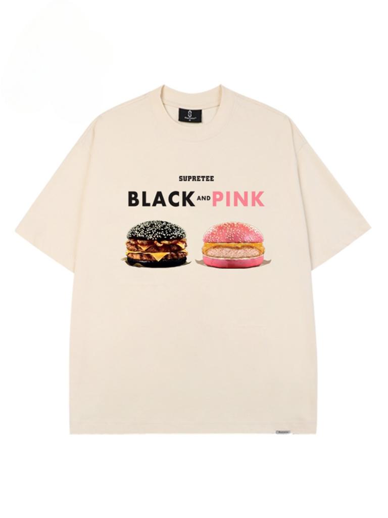 Summer Fashion Heavyweight Retro Men's Burger 100% Cotton Printed Round Neck High Quality Casual Fitness Street T-shirt