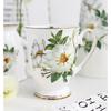 Light Luxury Ceramic Tea Mug 300ml - Fine Porcelain Bone China Coffee Mug with Gold Trim, Camelia Floral Vintage Tea Cups with Handle,1pc