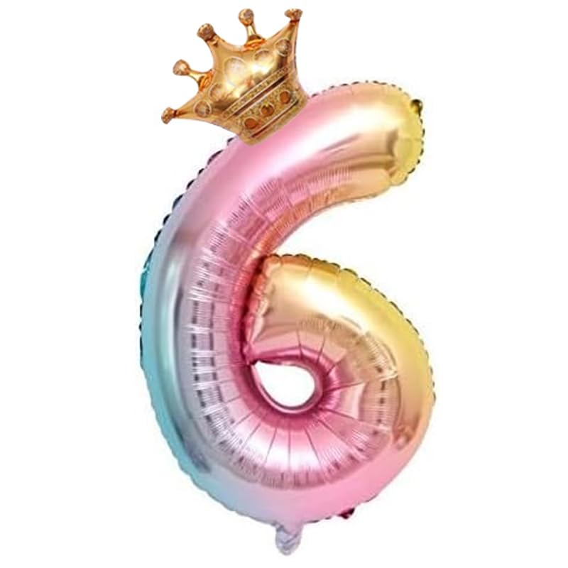 

LEISURE CLUB Birthday Number Balloon Set 32-inch Rainbow Number 6 Glitter Balloons for Birthday Party Celebration Wedding Anniversary Blue