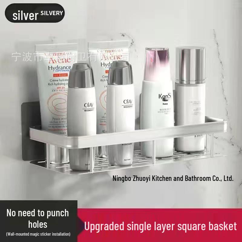 Punch-Free Wall-Mounted Bathroom Shelf: Triangle/Rectangle Storage Rack