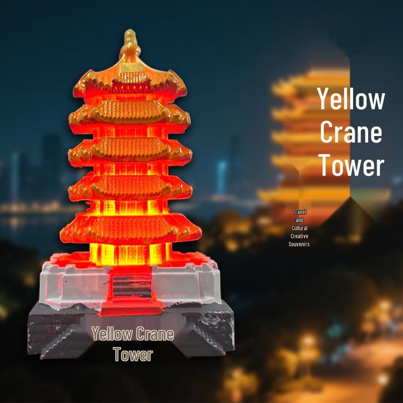 Hubei Yellow Crane Tower 3D Luminous Refrigerator Magnet - City Tourist Souvenir Gift