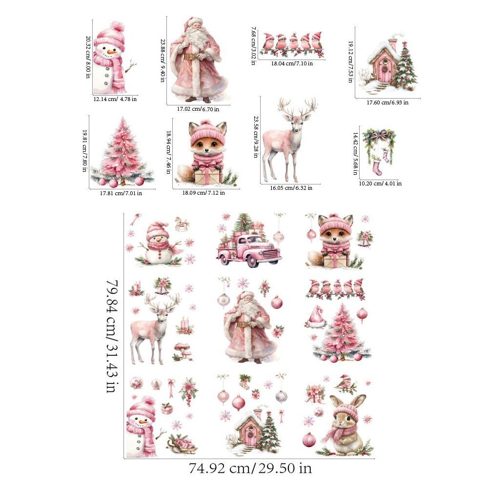 Christmas Tree Santa Claus Glass Mirror Stickers Removable Wall Sticker Christmas Window Stickers