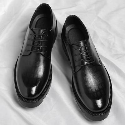 Herren Low Top Britische Lederschuhe Großer Kopf Warmes Fell Dicke Sohle Rutschfest Arbeitsschuhe Elevator Casual Oxford Schuhe