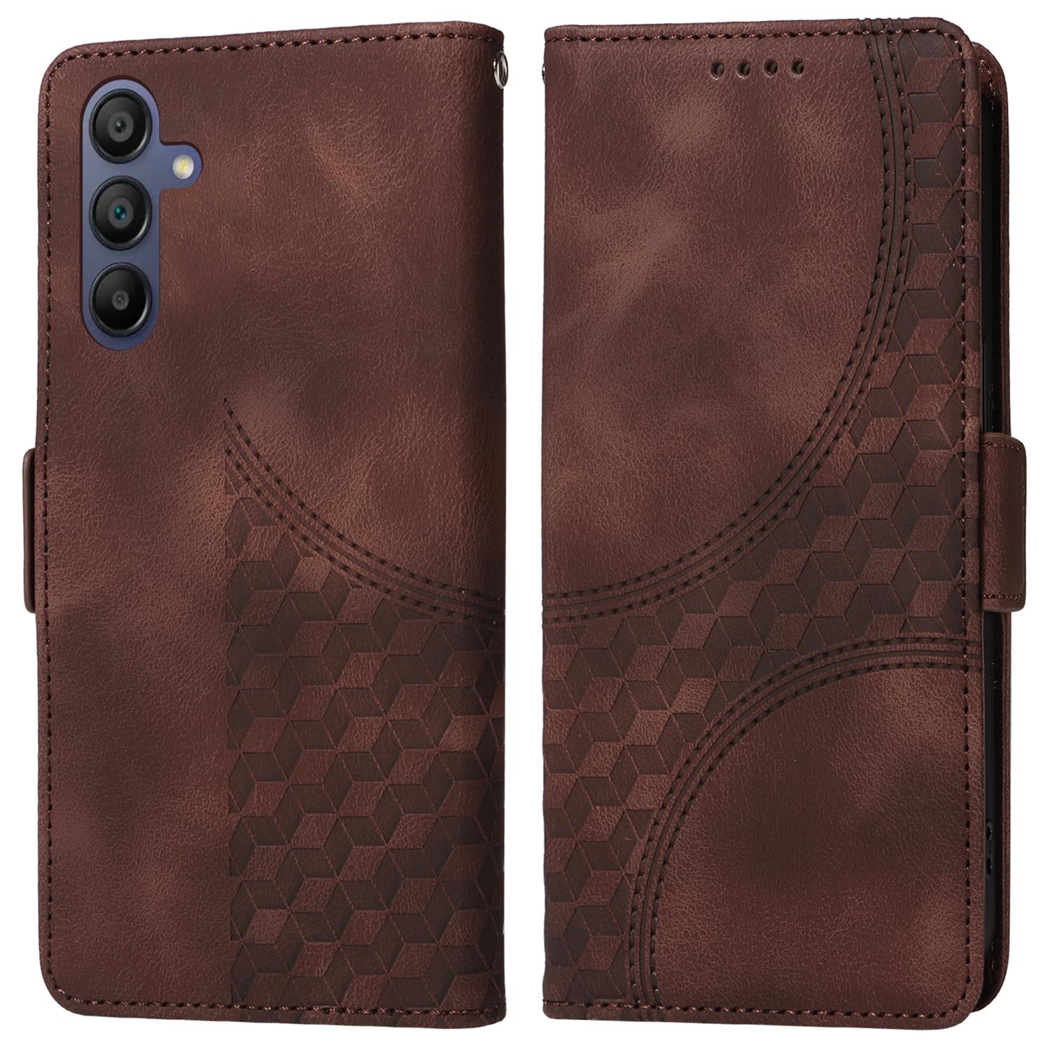 

For Samsung Galaxy A17/A26 5G/A16 5G/A16 4G Case PU Leather Phone Cover Rhombus Starry Imprinted Brown