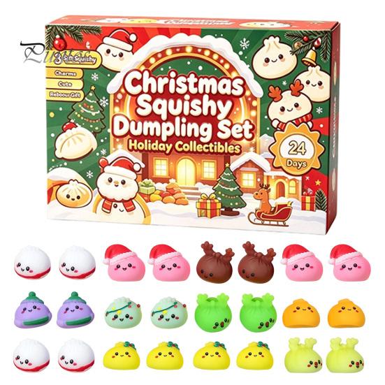 Christmas Traditions for Family Fun 2026 Dumplings Advent Calendar with 24 Mini Bun Squeeze Interactive Countdown Activity December Toys, Festive Box,