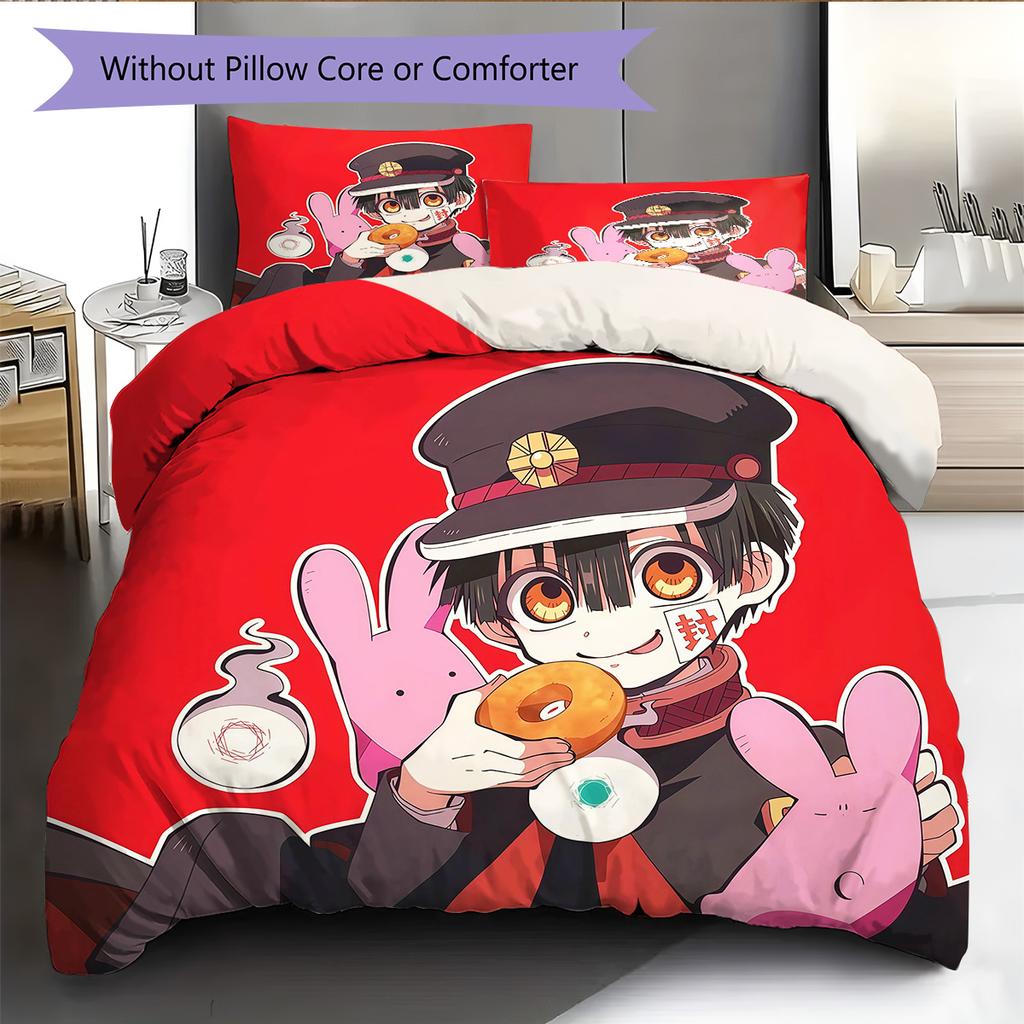 Toilet‑Bound Hanako‑kun2 Pattern Bedding Quilt Set  Home Decoration  Gift (1 * duvet cover + 2 * pillowcase  without core)