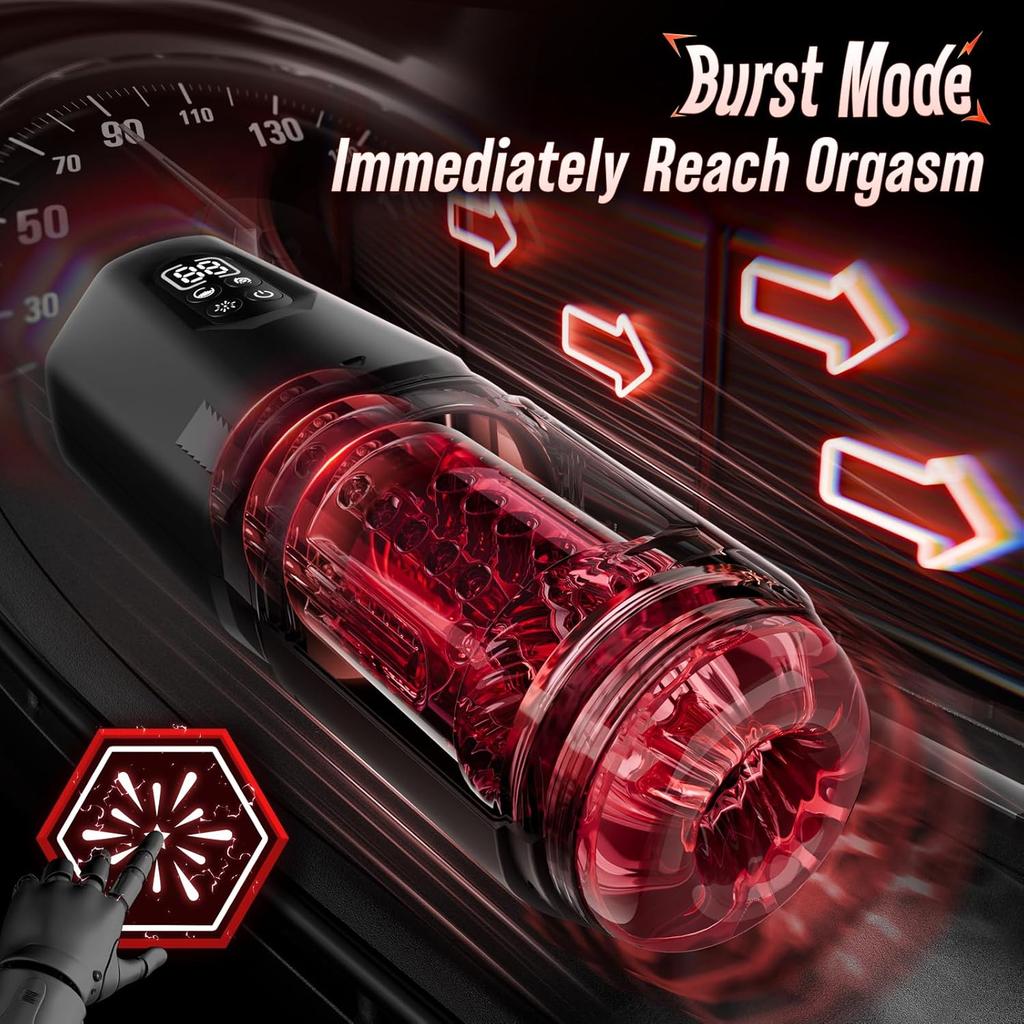 App Control Automatic Masturbator Stroker Adult Toys 7 Thrusting Rotating 7 Licking Vibrating Modes Hands-Free Sex Machine Pocket Pussy Penis Trainer